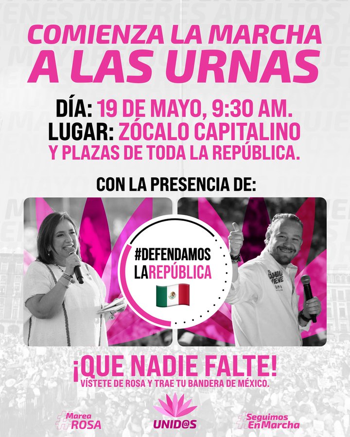 Marcha de la "Marea Rosa" con Xóchitl y Taboada - Invitación