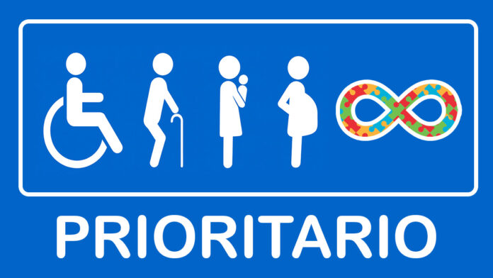 Letrero de espacio prioritario para personas autistas