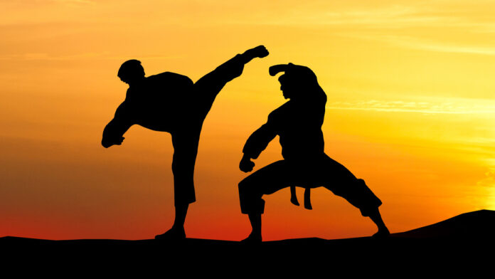 Personas practicando artes marciales