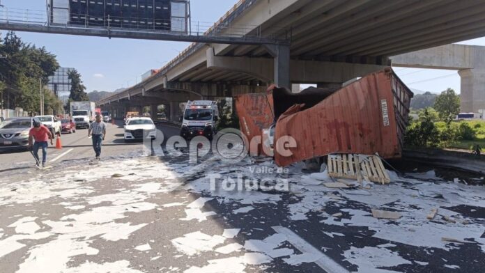 Volcadura Trailer- Autopista México–Toluca Volcadura Trailer- Autopista México–Toluca. Imagen obtenida de: Reporte Valle de Toluca.