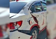 Taxista arrolla a policía estatal en Toluca; conductor intentó huir Accidente-Taxi-Policia-Moto-Toluca. Imagen obtenida de: Reporte Valle de Toluca.