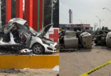 Fuerte choque entre camión y auto deja una mujer gravemente herida en Almoloya de Juárez Choque-Almoloya de Juárez.