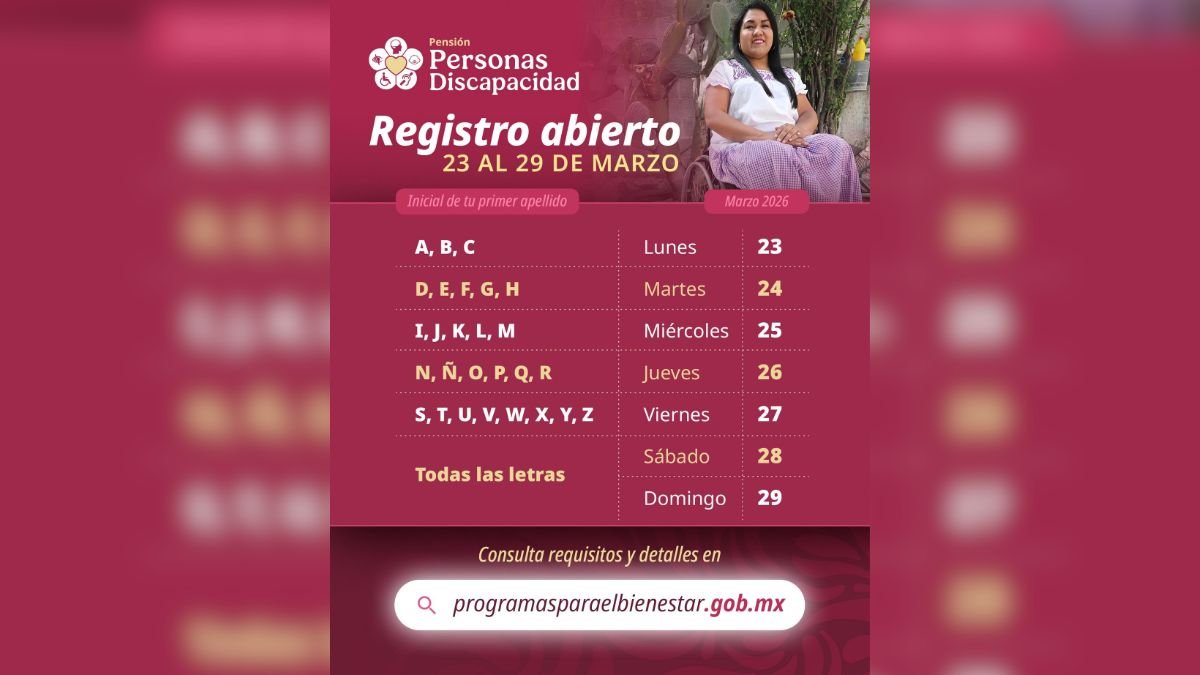 Registro por letra-Pensión personas con discapacidad