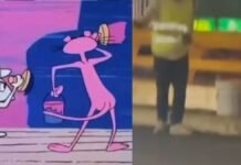 “LA PANTERA ROSA” en: Repintando las calles de la CDMX de color morado a color amarillo NEON pintan las calles de morado a amarillo