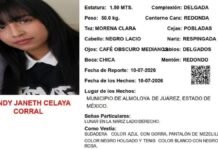 Bloquean la carretera Toluca-Valle de Bravo en Almoloya para exigir la localización de Cindy Janeth Ficha de búsqueda-Cindy Janeth Celaya Corral