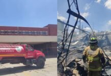 El dia de ayer bomberos de San Mateo Atenco apoyan para sofocar incendio en bodega de reciclaje en Toluca Bomberos de San Mateo Atenco