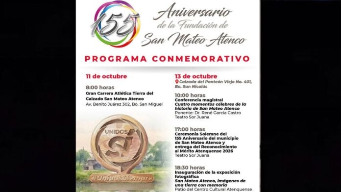 San Mateo Atenco celebra 155 años con carrera atlética, ceremonia solemne y exposición fotográfica