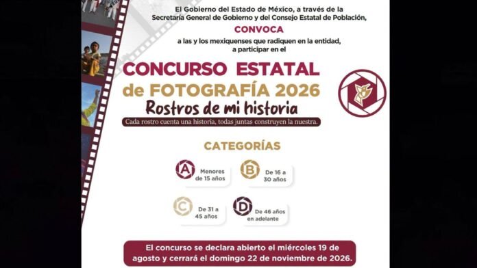 Concurso Estatal de Fotografía 2026 en Edomex: participa en “Rostros de Mi Historia” antes del 22 de noviembre Concurso Estatal de Fotografía 2026 en Edomex: participa en “Rostros de Mi Historia” antes del 22 de noviembre